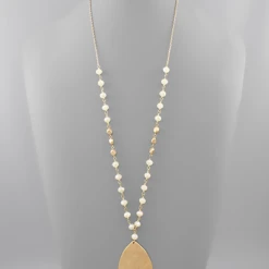 Golden Stella Teardrop Pendant Bead Necklace