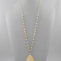 Golden Stella Teardrop Pendant Bead Necklace