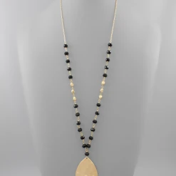 Golden Stella Teardrop Pendant Bead Necklace