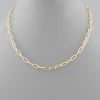 Golden Stella Paper Clip Chain Necklace - Elegant Gold-Tone Jewelry for Women 1 Golden Stella Paper Clip Chain Necklace