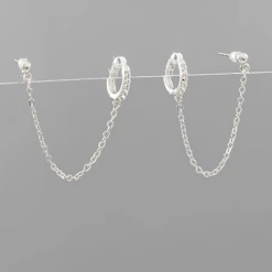 Golden Stella Chain Drop Huggie Earrings Jewelry