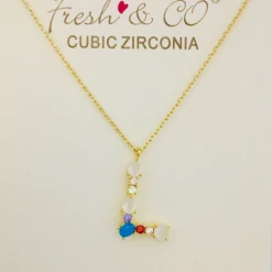 TRENDY Wholesale Rainbow CZ Initial Necklace Jewelry