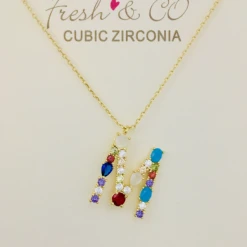 TRENDY Wholesale Rainbow CZ Initial Necklace Jewelry