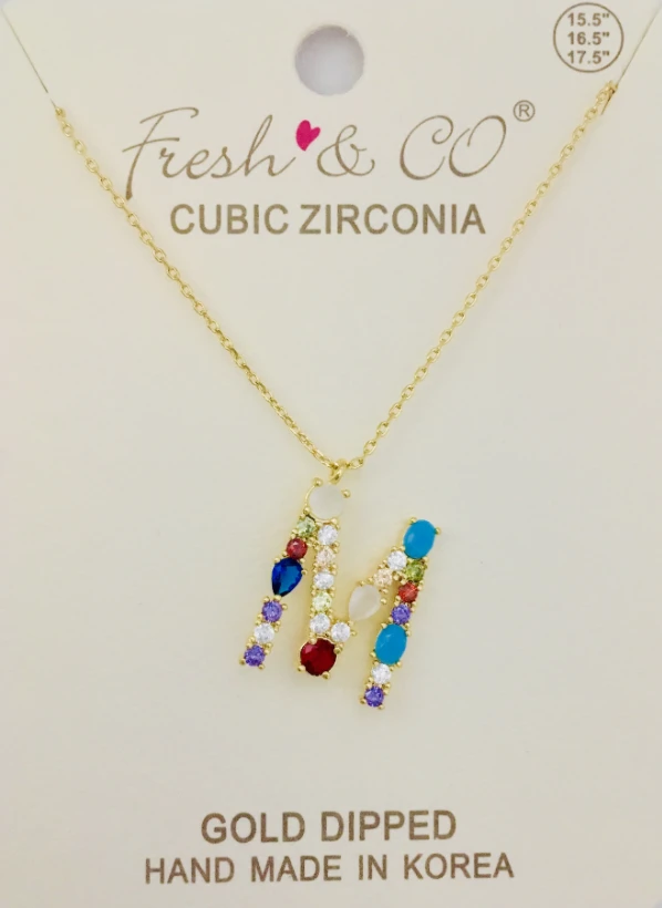 TRENDY Wholesale Rainbow CZ Initial Necklace - Personalized Jewelry for Women 4 TRENDY Wholesale Rainbow CZ Initial Necklace Jewelry