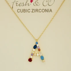 TRENDY Wholesale Rainbow CZ Initial Necklace - Personalized Jewelry for Women 8 TRENDY Wholesale Rainbow CZ Initial Necklace Jewelry