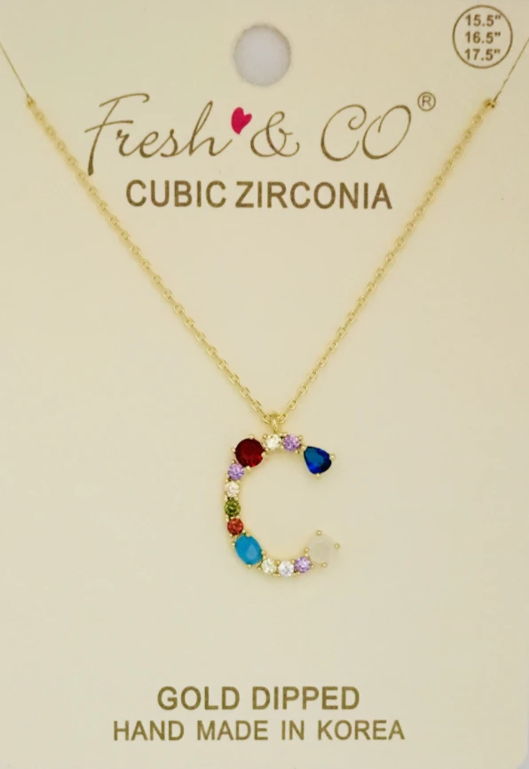 TRENDY Wholesale Rainbow CZ Initial Necklace - Personalized Jewelry for Women 6 TRENDY Wholesale Rainbow CZ Initial Necklace Jewelry