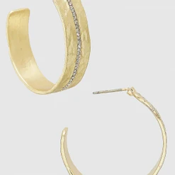 TRENDY Wholesale Hammered Metal Crystal Earrings Jewelry