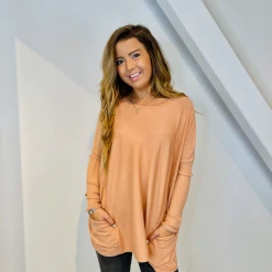 Tea N Rose Tops Boyfriend Pocket Sweater