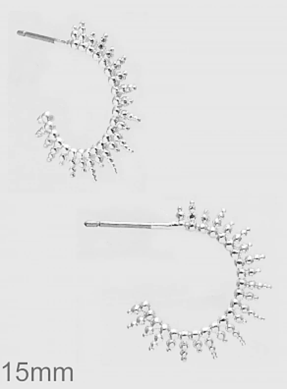 TRENDY Wholesale 15mm Textured Sun Hoop Earrings - Stylish Jewelry for Women 3 TRENDY Wholesale 15mm Textured Sun Hoop Earrings Jewelry