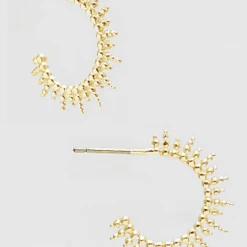 TRENDY Wholesale 15mm Textured Sun Hoop Earrings Jewelry