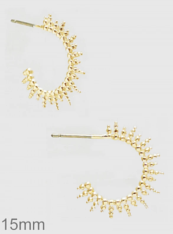 TRENDY Wholesale 15mm Textured Sun Hoop Earrings - Stylish Jewelry for Women 4 TRENDY Wholesale 15mm Textured Sun Hoop Earrings Jewelry