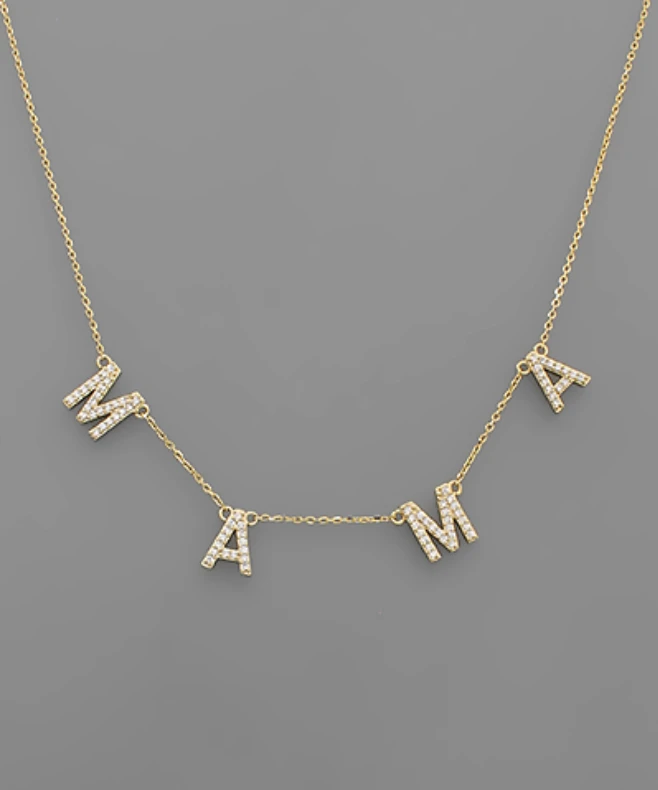 Golden Stella CZ Mama Space Necklace - Elegant Cubic Zirconia Pendant for Women 3 Golden Stella CZ Mama Space Necklace
