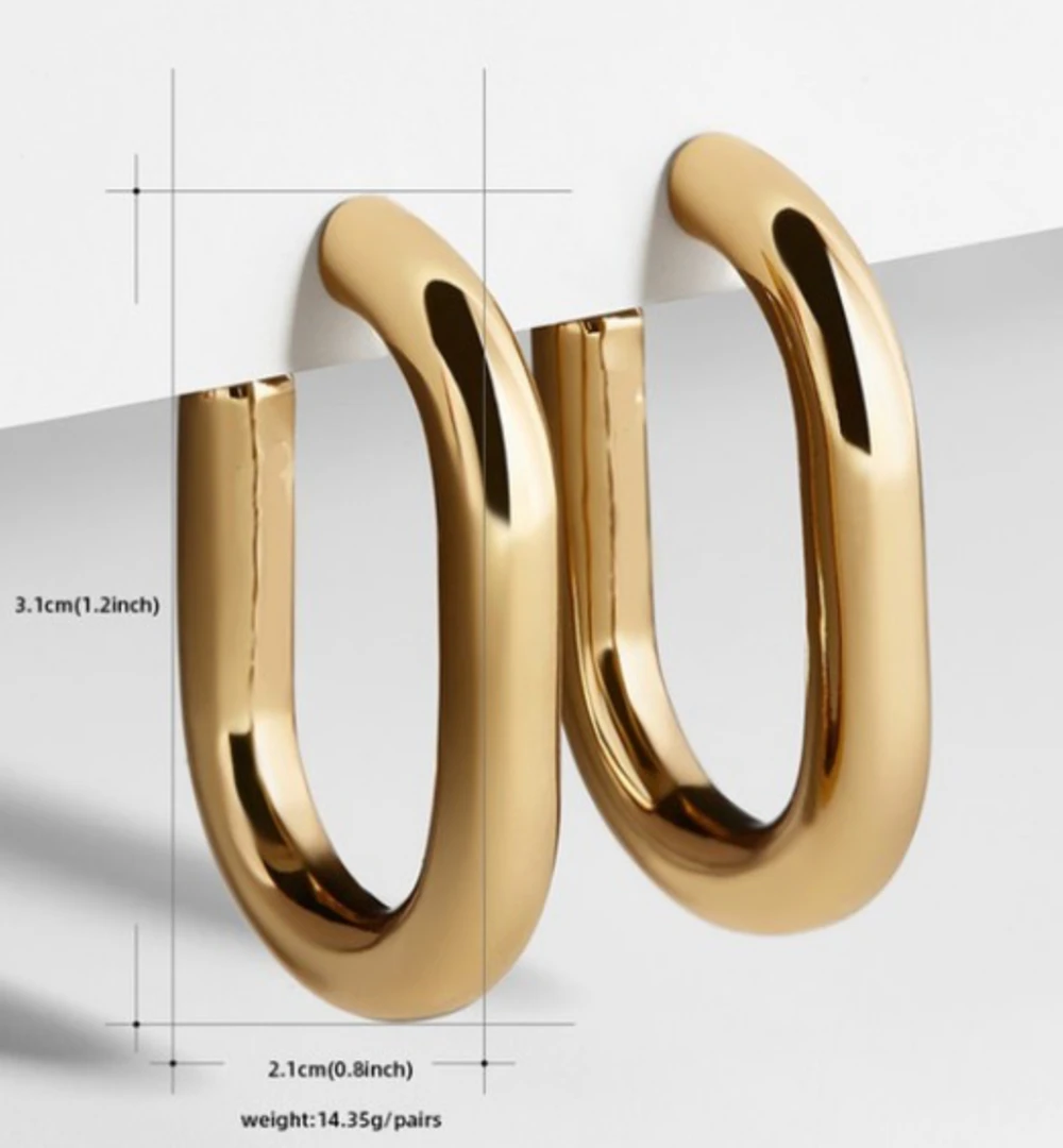 Beautysis Jewelry Oval Hoop Earrings - Elegant Gold-Plated Hoops for Women 3 Beautysis Jewelry Oval Hoop Earrings