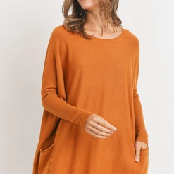 Tea N Rose Tops Boyfriend Pocket Sweater