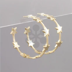 Golden Stella Metal Star Open Hoops Jewelry