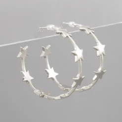 Golden Stella Metal Star Open Hoops Jewelry