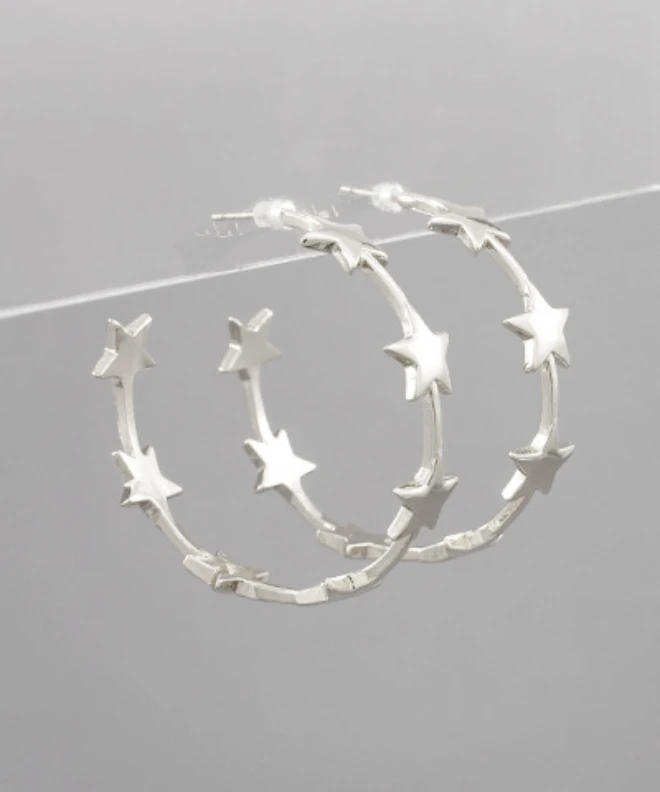 Golden Stella Metal Star Open Hoops Jewelry - Stylish & Trendy Earrings for Women 4 Golden Stella Metal Star Open Hoops Jewelry