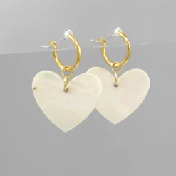Golden Stella Jewelry Heart Shell Dangle Earrings