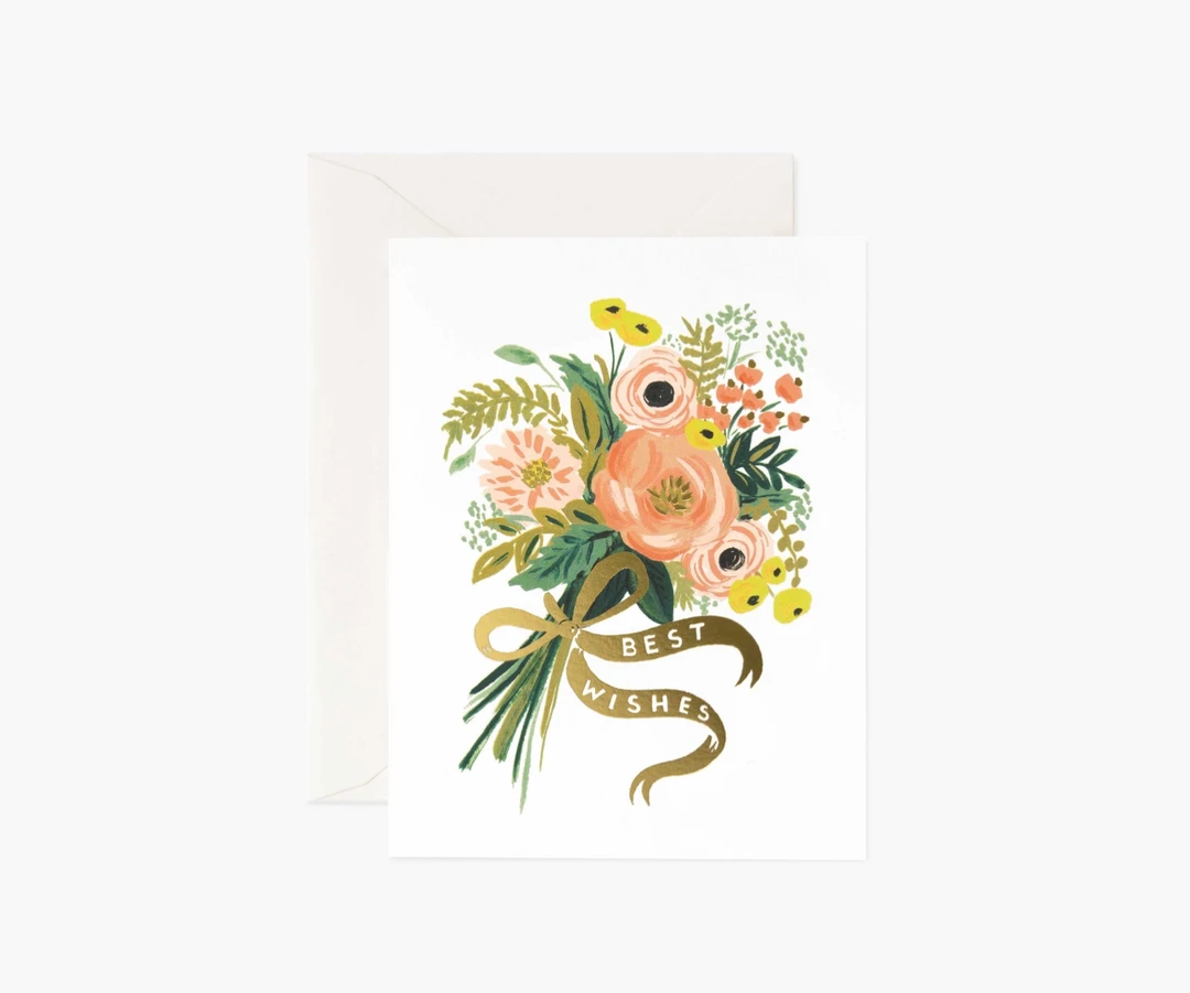 Rifle Paper Co Bouquet Best Wishes Card - Elegant Floral Greeting Card for All Occasions 3 Rifle Paper Co Bouquet Best Wishes Card