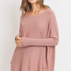 Tea N Rose Tops Boyfriend Pocket Sweater