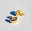 Golden Stella Textured Gold Huggies Jewelry
