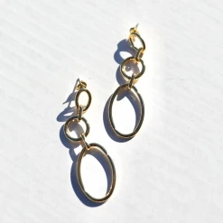Golden Stella Circle And Oval Dangle Earrings Jewelry