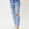 KanCan High Rise Fray Hem Mom Jeans
