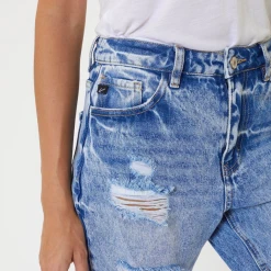 KanCan High Rise Fray Hem Mom Jeans