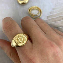 Rings Bracha Initial Medallion Signet Ring