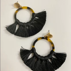 TRENDY Wholesale Jewelry Tortoise Hoop Tassel Earrings
