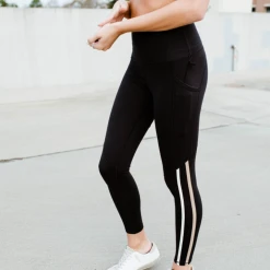 Mono B Pocket Panel Striped Leggings