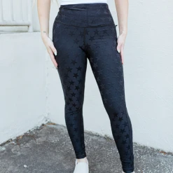 Mono B Textured Star High Waisted Leggings