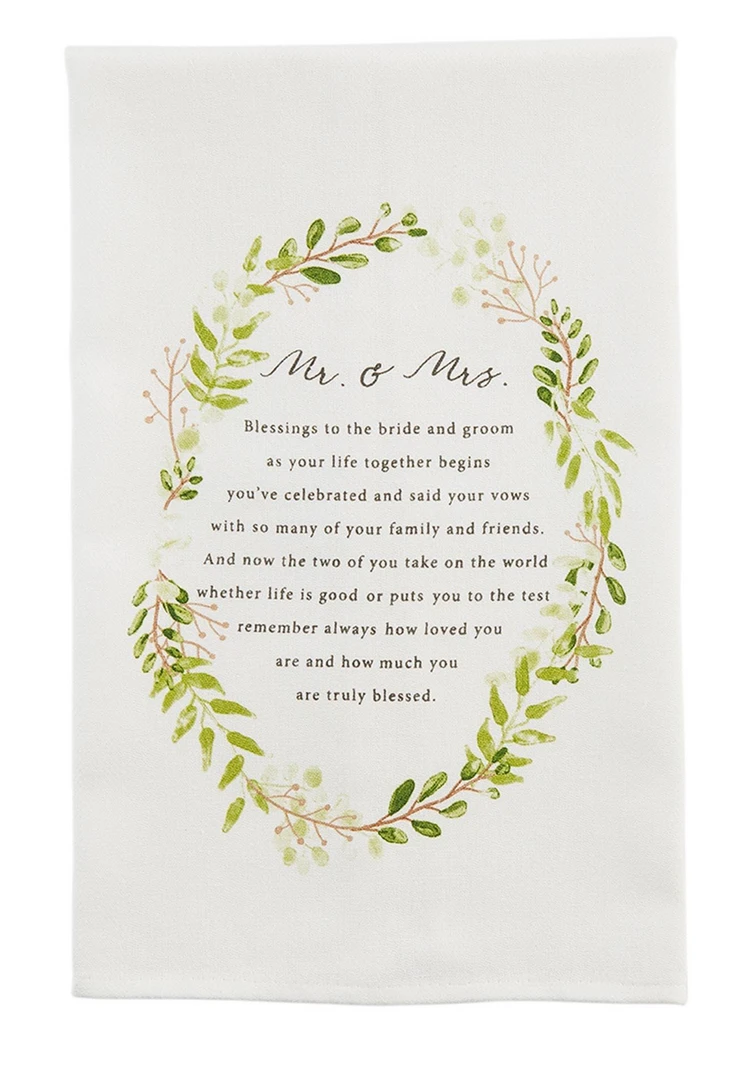 Mudpie Wedding Tea Towel - Elegant Kitchen Gift for Brides & Couples 4 Mudpie Wedding Tea Towel Lifestyle