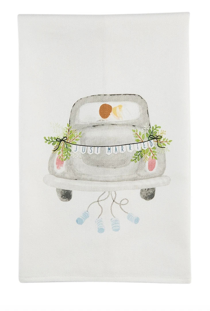 Mudpie Wedding Tea Towel - Elegant Kitchen Gift for Brides & Couples 5 Mudpie Wedding Tea Towel Lifestyle