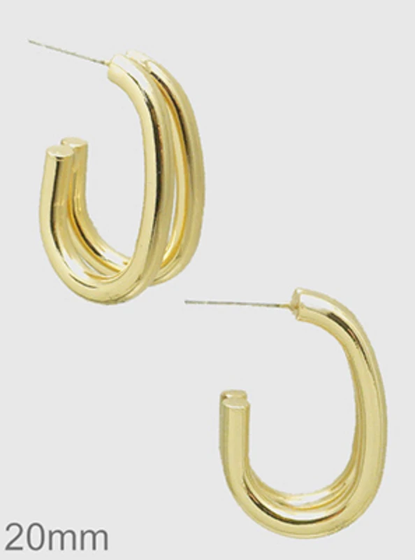 TRENDY Wholesale Double Curved Open Hoops - Stylish Gold & Silver Earrings for Women 3 TRENDY Wholesale Double Curved Open Hoops