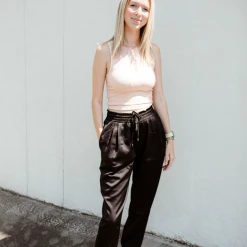 Entro Colleen Solid Satin Joggers Bottoms