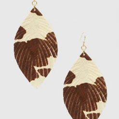 TRENDY Wholesale Jewelry Cow Print Feather Earrings