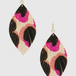 TRENDY Wholesale Jewelry Cow Print Feather Earrings