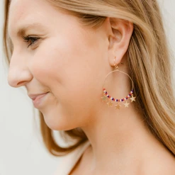 TRENDY Wholesale Beaded Star Charm Earrings