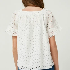 Hayden Swank Tween Girls Eyelet Ruffle Sleeve Top