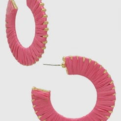 TRENDY Wholesale Jewelry Raffia Open Hoop Earrings - Stylish Boho Accessories for Women 5 TRENDY Wholesale Jewelry Raffia Open Hoop Earrings