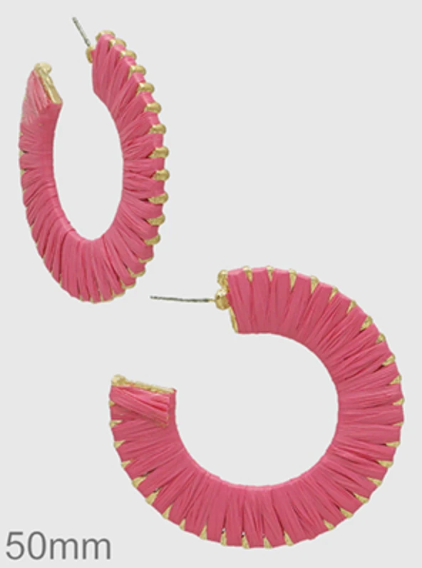 TRENDY Wholesale Jewelry Raffia Open Hoop Earrings - Stylish Boho Accessories for Women 4 TRENDY Wholesale Jewelry Raffia Open Hoop Earrings