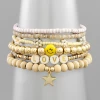 Golden Stella Jewelry Beaded Smiley Bracelet Set - Trendy Beaded Bracelets for Women & Girls 1 Golden Stella Jewelry Beaded Smiley Bracelet Set