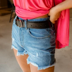 By Together Bottoms Peyton Fray Hem Denim Shorts