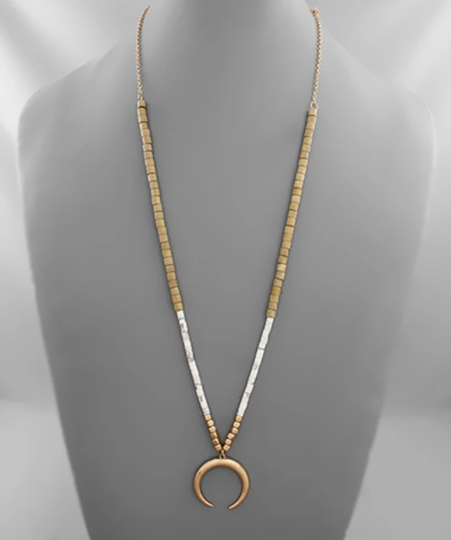 Golden Stella Crescent Beaded Necklace - Elegant Jewelry for Women 4 Golden Stella Crescent Beaded Necklace Jewelry