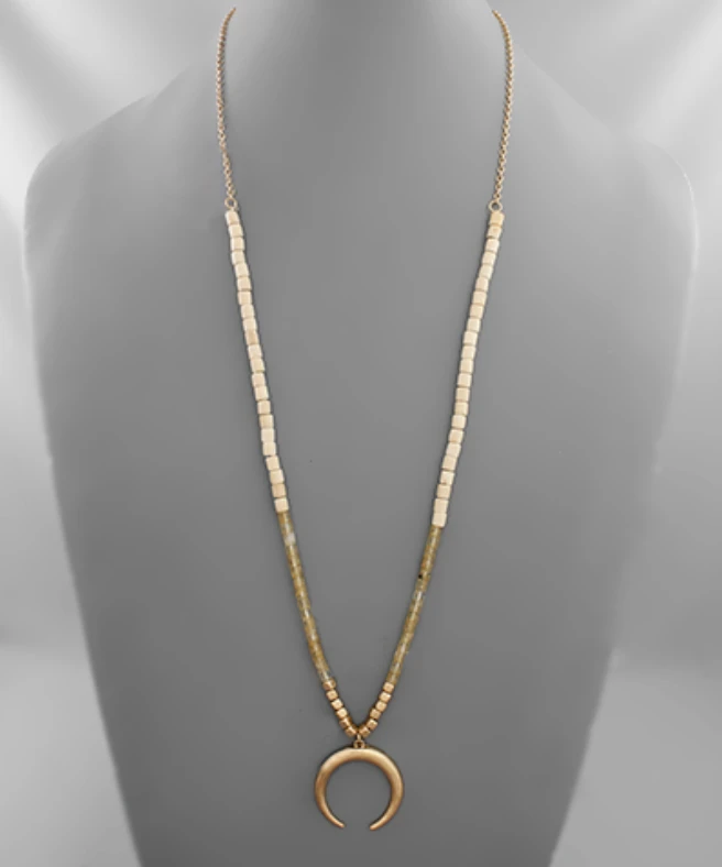 Golden Stella Crescent Beaded Necklace - Elegant Jewelry for Women 3 Golden Stella Crescent Beaded Necklace Jewelry