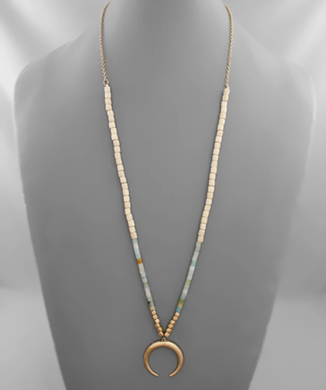 Golden Stella Crescent Beaded Necklace - Elegant Jewelry for Women 5 Golden Stella Crescent Beaded Necklace Jewelry