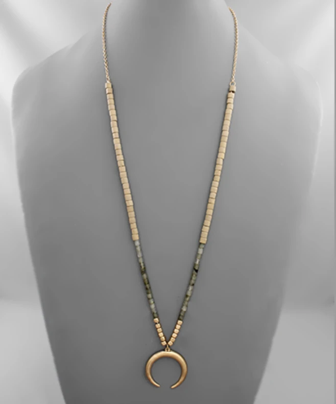 Golden Stella Crescent Beaded Necklace - Elegant Jewelry for Women 6 Golden Stella Crescent Beaded Necklace Jewelry