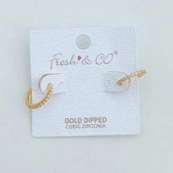 TRENDY Wholesale Jewelry Gold Dipped CZ Huggies