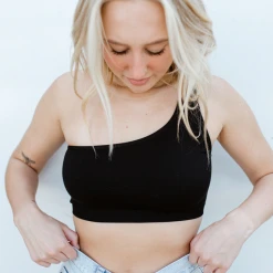 ANWND Tops One Shoulder Seamless Crop Top